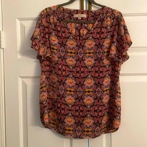 Loft flutter sleeve V-neck blouse